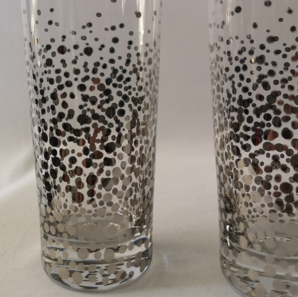 Set of 4 Extra Tall Shot Glasses w/ Metallic Silver Applied Confetti Polka Dots - Picture 2 of 6
